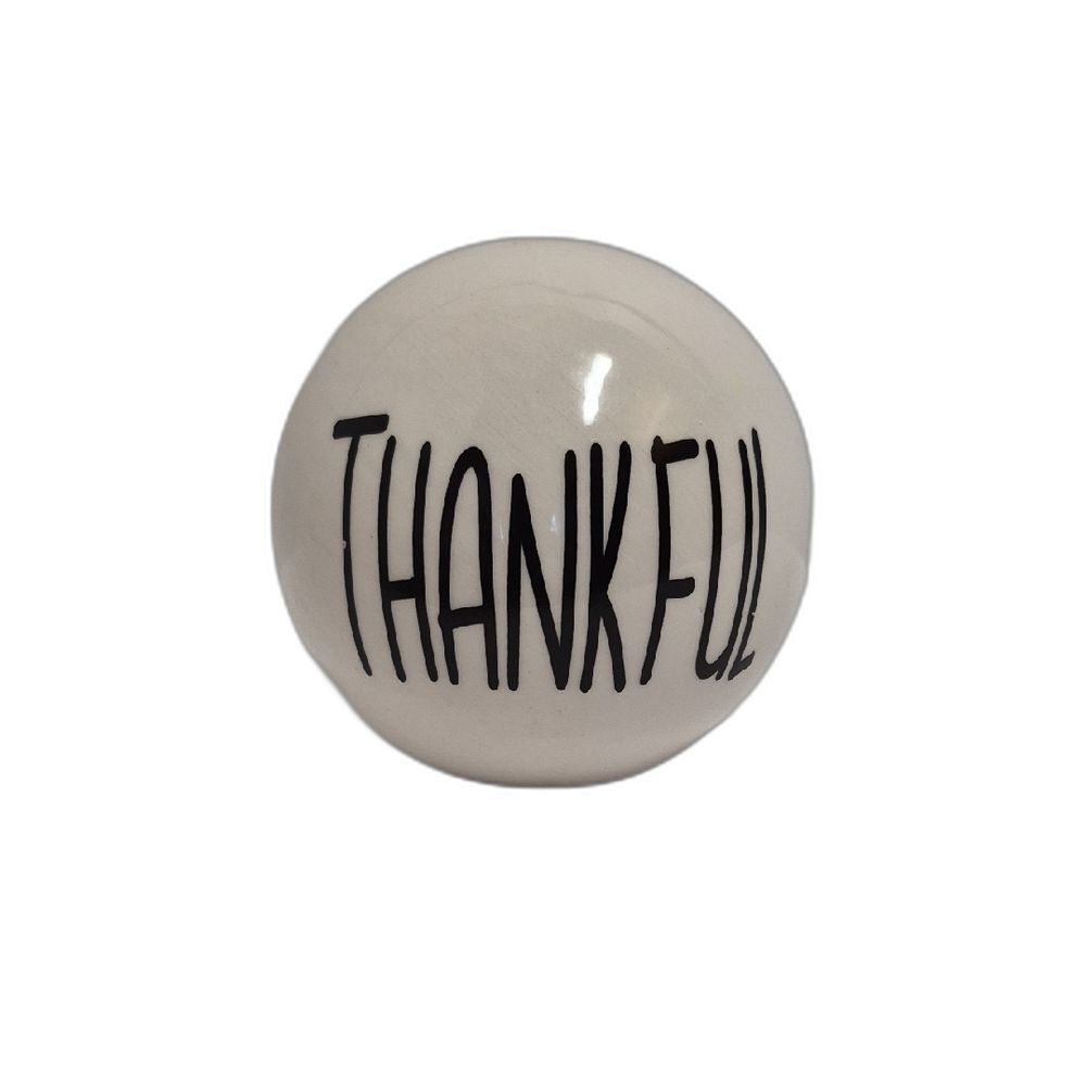 Thankful White Ceramic Sphere Decorative Orb Tabletop Home Decor